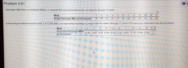 Problem 4.61 Passenger miestown on Northeast