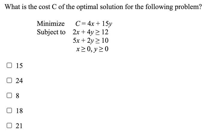 What is the cost of the optimal solution for the