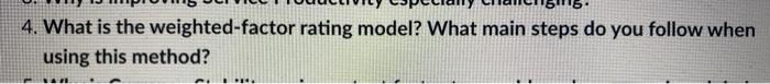 This is a supply chain management question. 4.