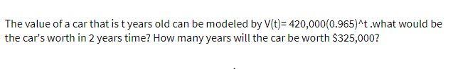 The value of a car that is tyears old can be