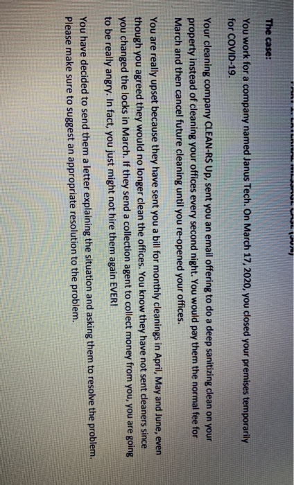 FON The case: You work for a company named Janus