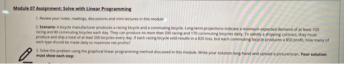 Module 07 Assignment: Solve with Linear