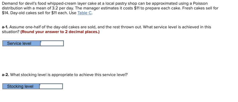 Demand for devil's food whipped-cream layer cake