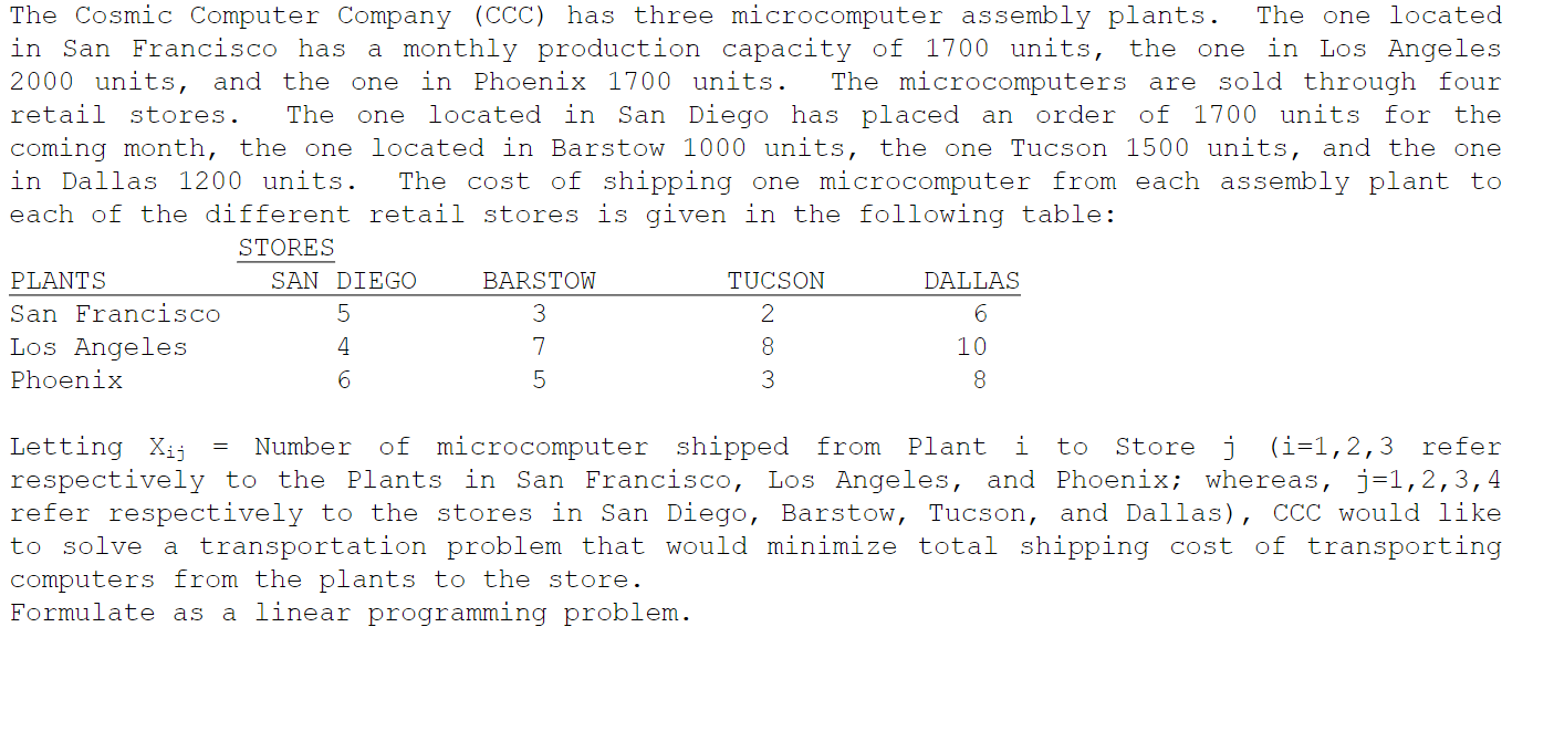 The Cosmic Computer Company (CCC) has three