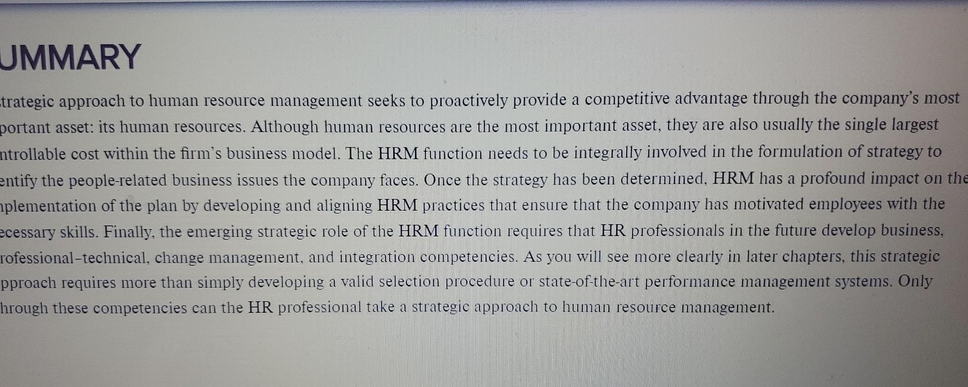 Self-assessment exercise for chapter 2: Strategic