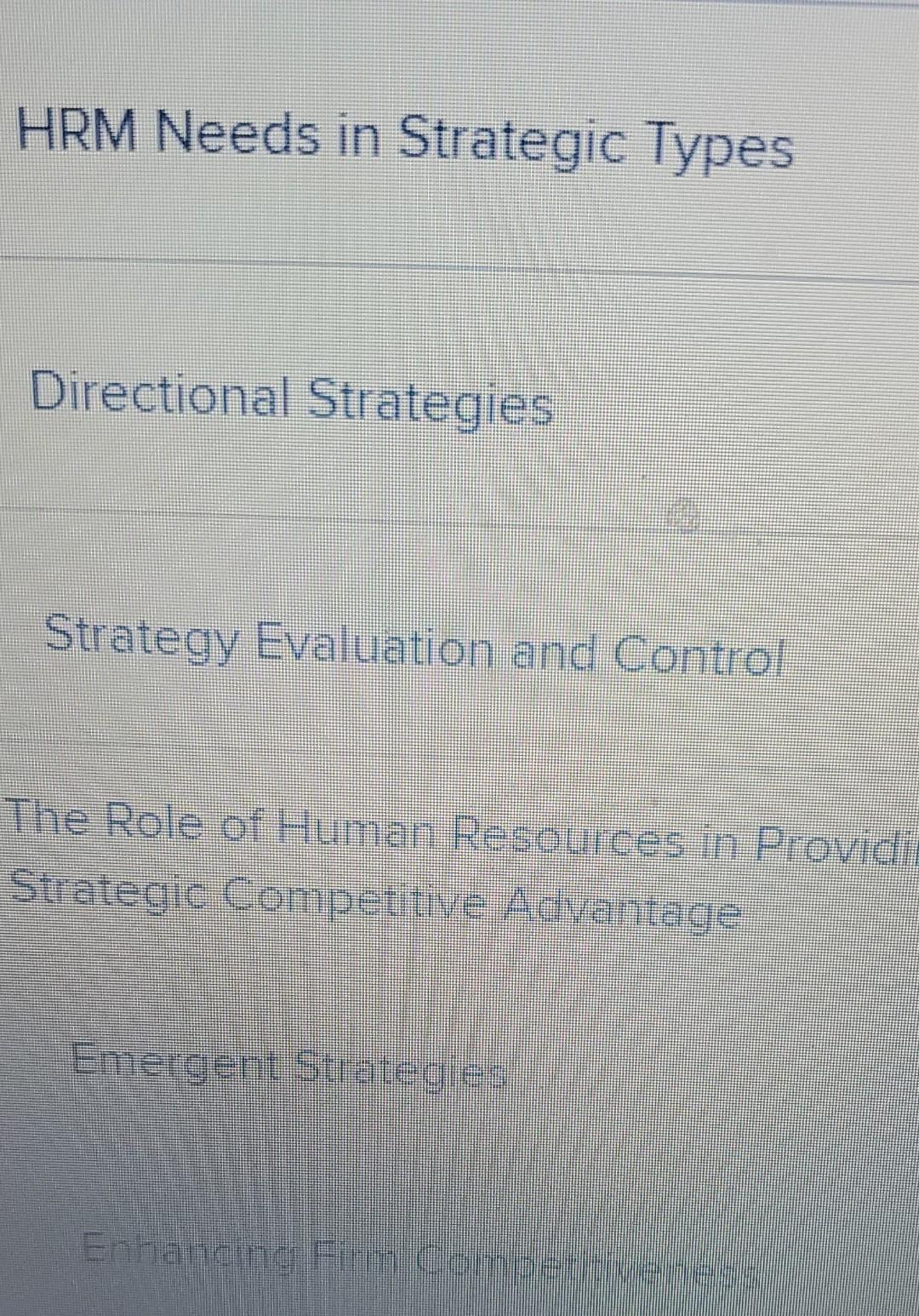 Self-assessment exercise for chapter 2: Strategic