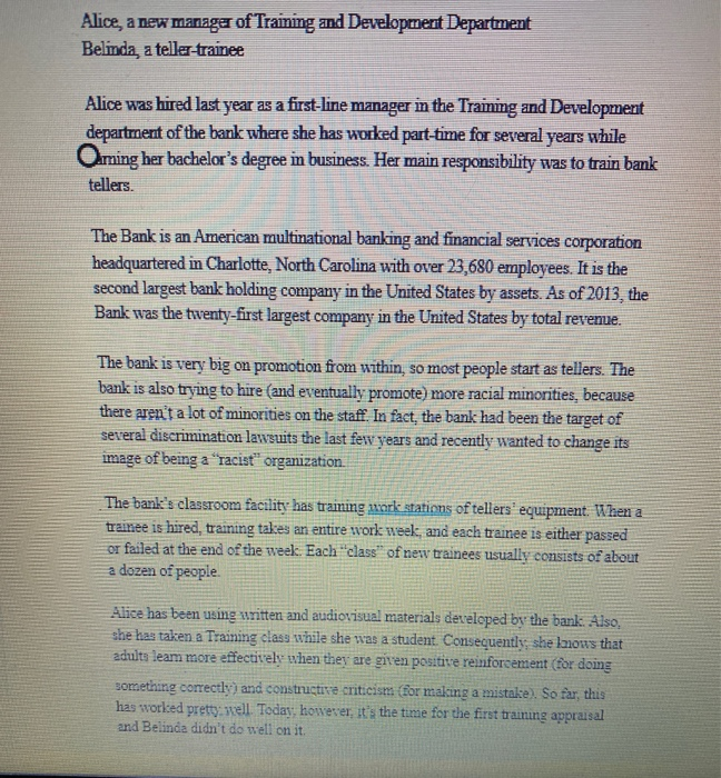 Alice, a new managa of Training and Development