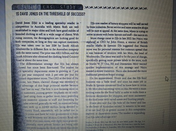 ORDERING CASE STUDY **** IS DAVID JONES ON THE