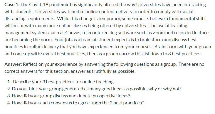 Please help with the question below Case 1: The