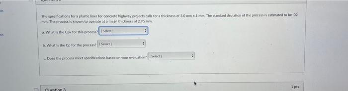 The specifications for a plastic lines for