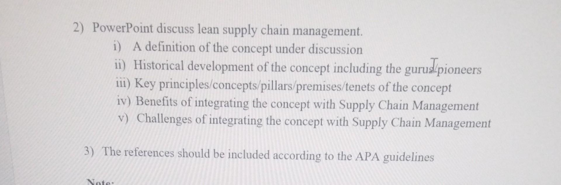 2) PowerPoint discuss lean supply chain