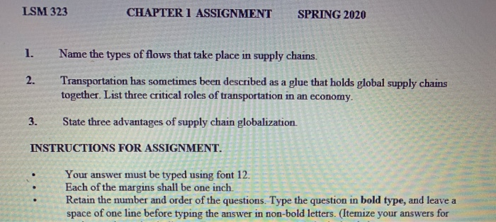 LSM 323 CHAPTER 1 ASSIGNMENT SPRING 2020 1. Name