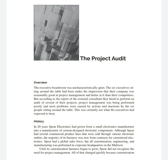 solution should be hand written The Project Audit