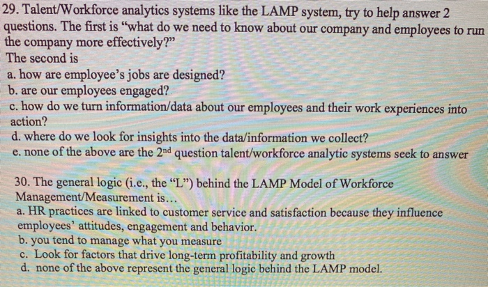 29. Talent/Workforce analytics systems like the