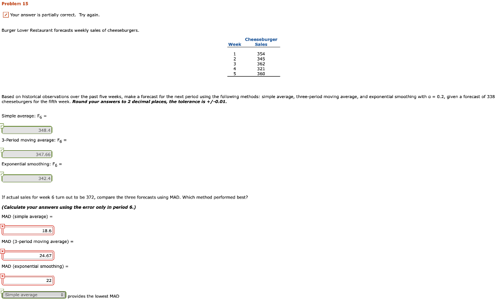 the MAD Part please Problem 15 Your answer is