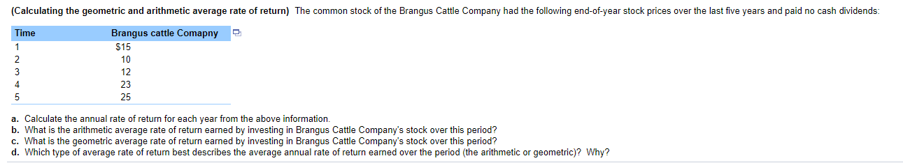 (Calculating the geometric and arithmetic average