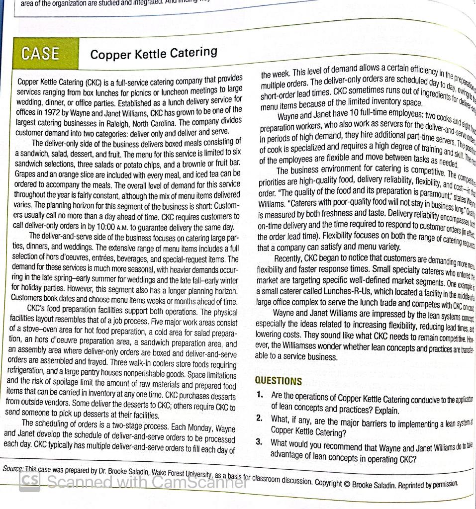 Analyze Copper Kettle Catering Case What are some