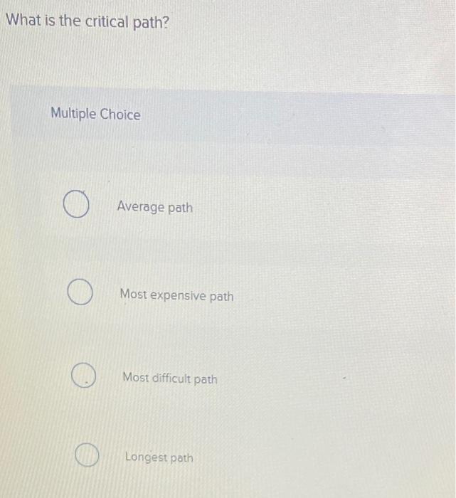 What is the critical path? Multiple Choice