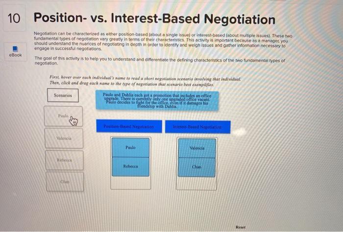 10 Position- vs. Interest-Based Negotiation
