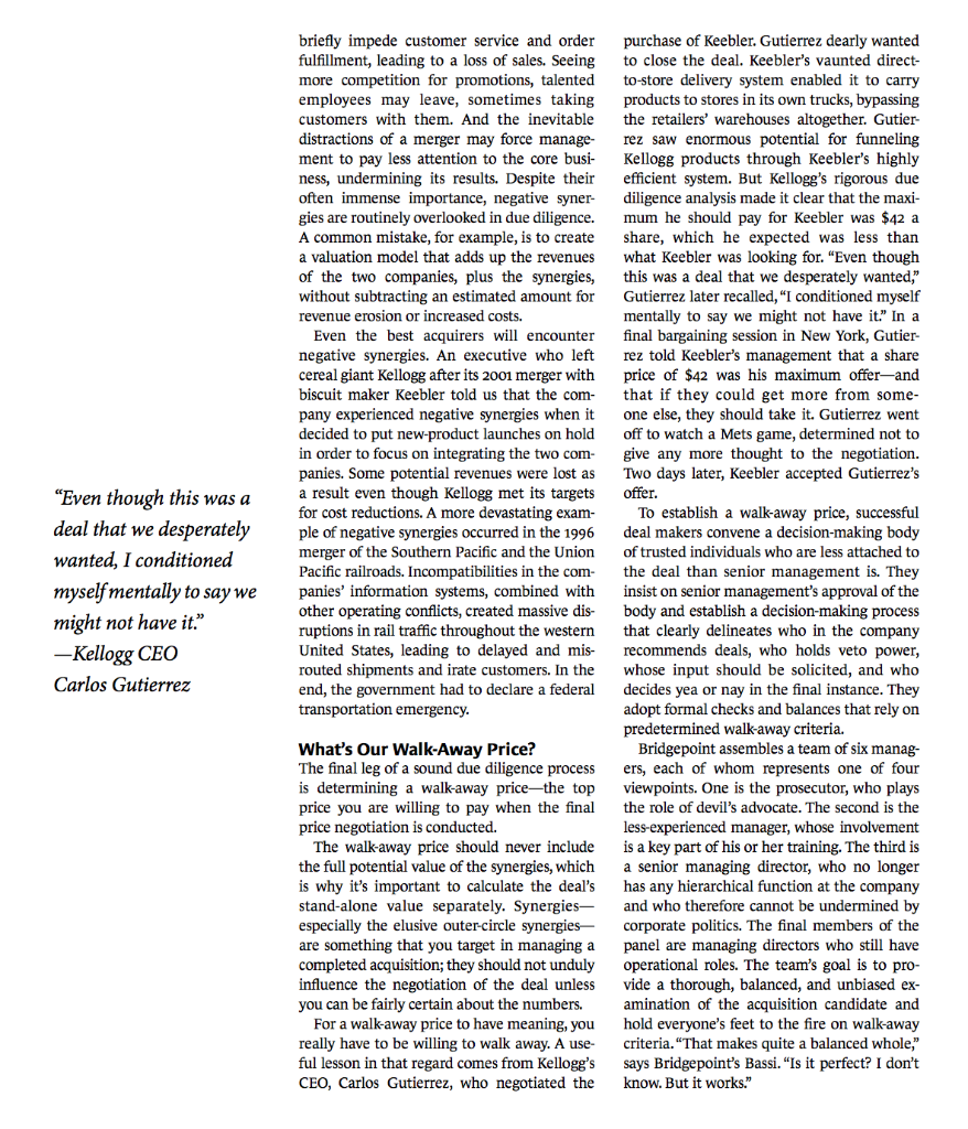 In the case study, When to Walk Away from a Deal