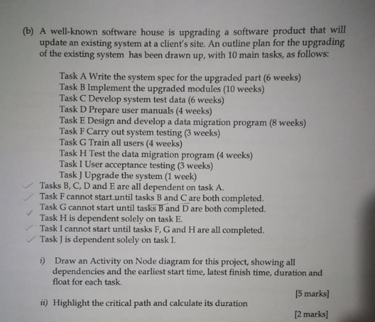 Please help on below question related to Software