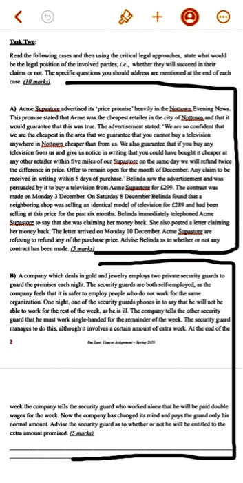 its two questions Read the following cases and