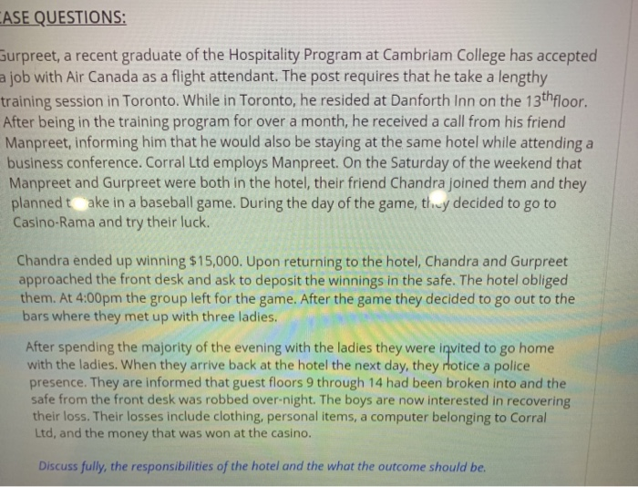 CASE QUESTIONS: Gurpreet, a recent graduate of