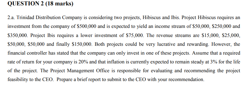 QUESTION 2 (18 marks) 2.a. Trinidad Distribution