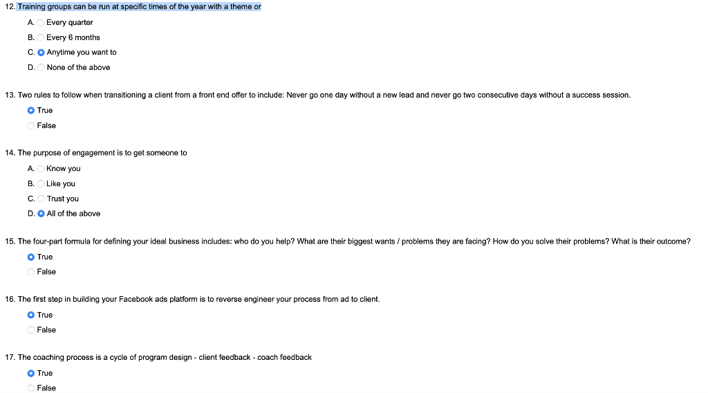 Training groups can be run at specific times of