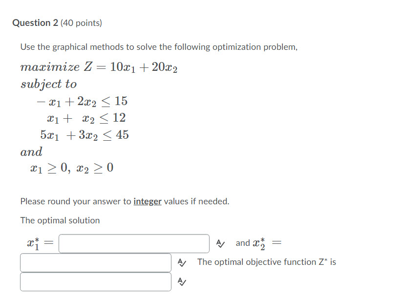 Question 2 (40 points) Use the graphical methods