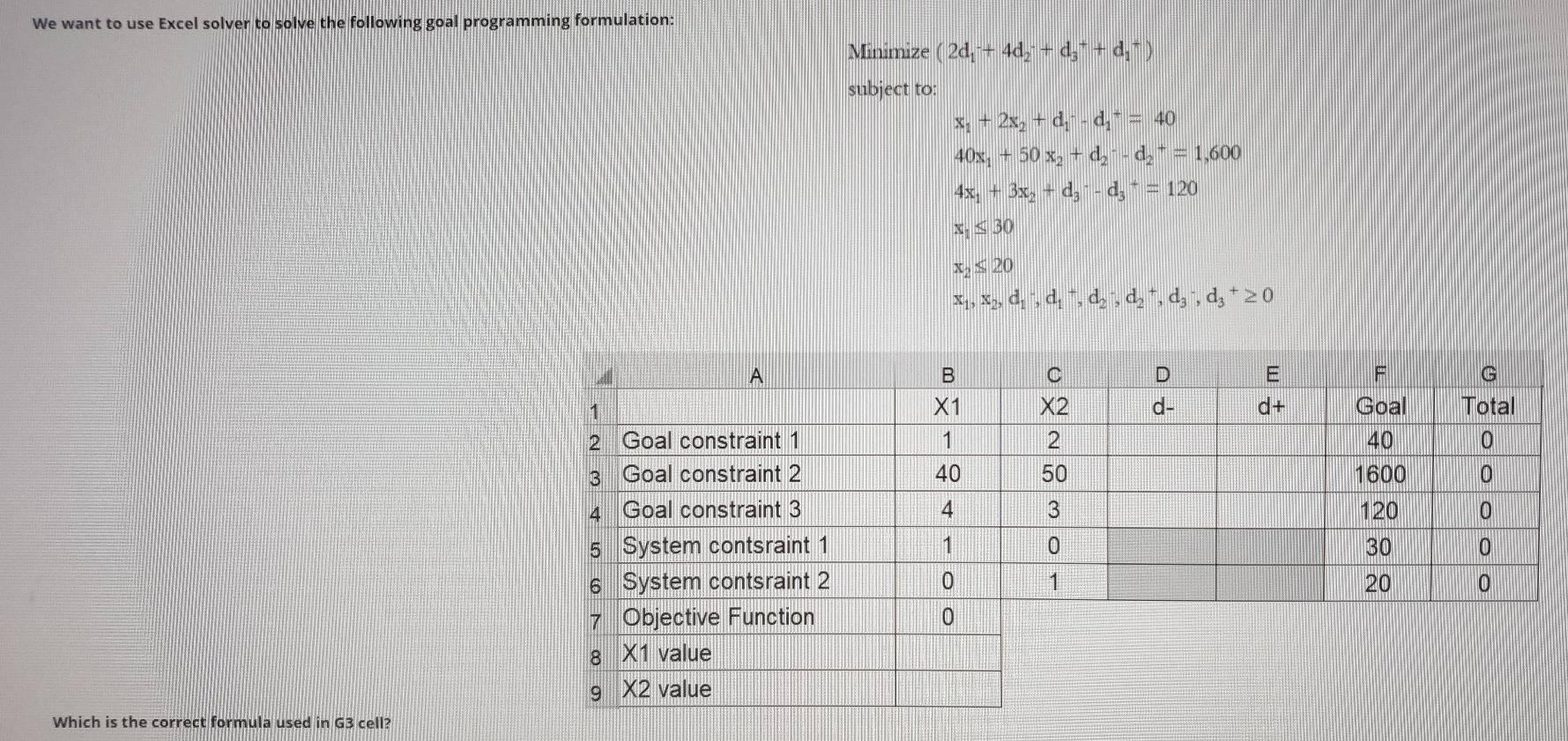 Which is the correct formula used in G3 cell? We
