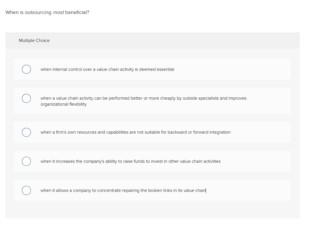 When is outsourcing most beneficial? Multiple