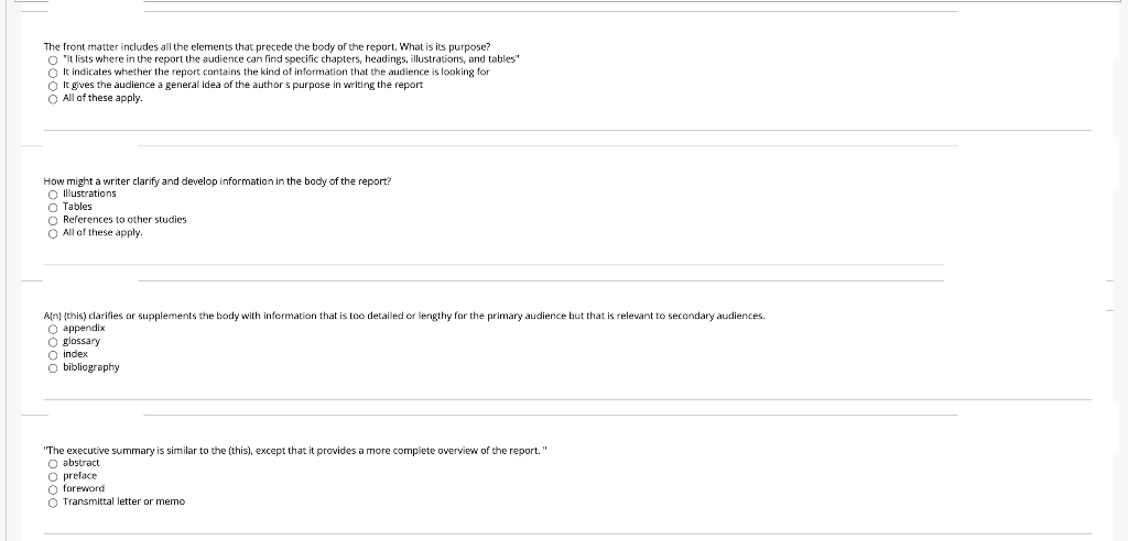 The front matter includes all the elements that