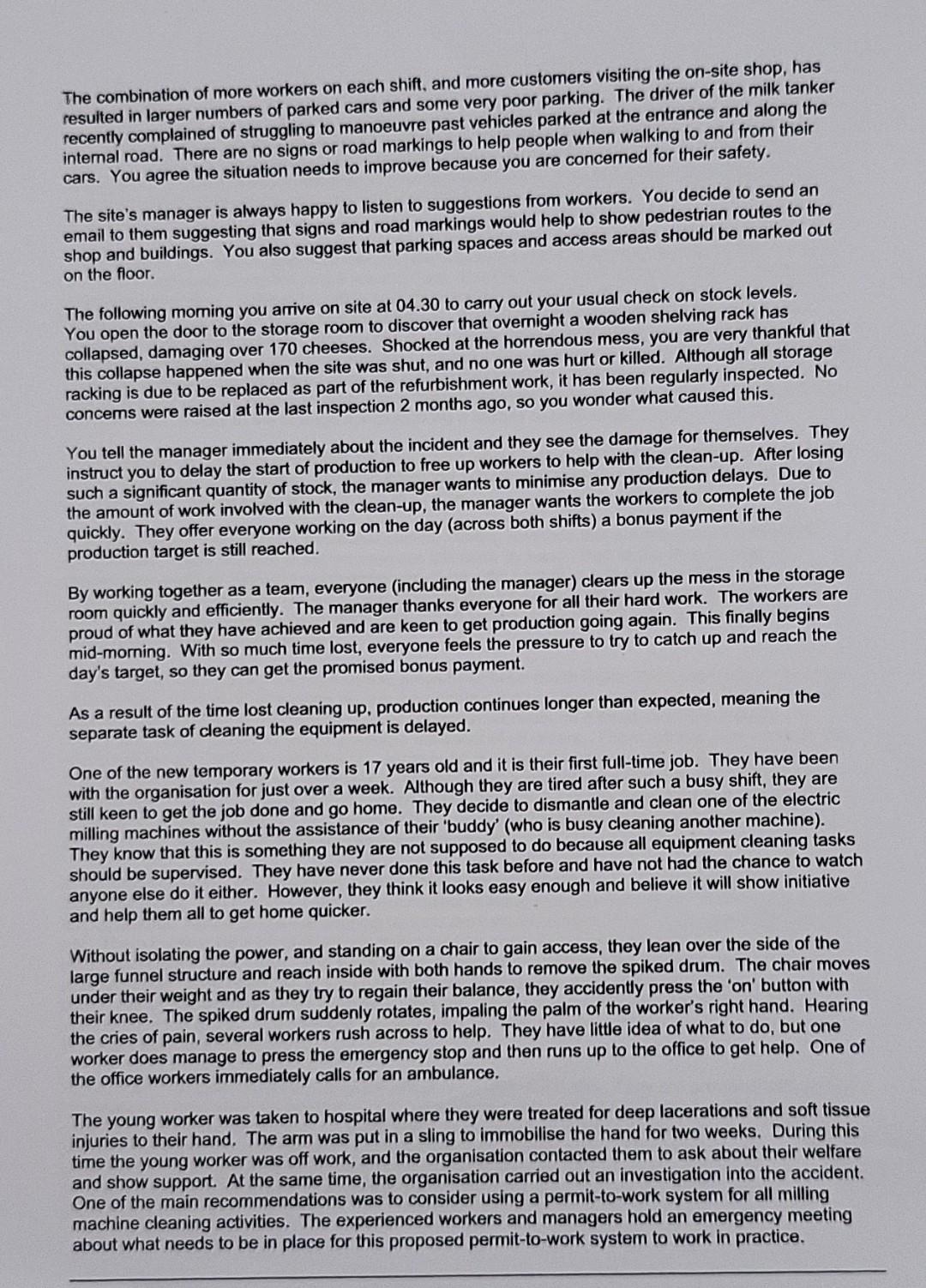 SCENARIO You are a shift supervisor working for