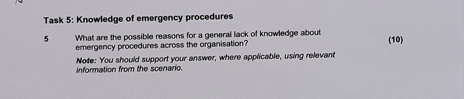 SCENARIO You are a shift supervisor working for