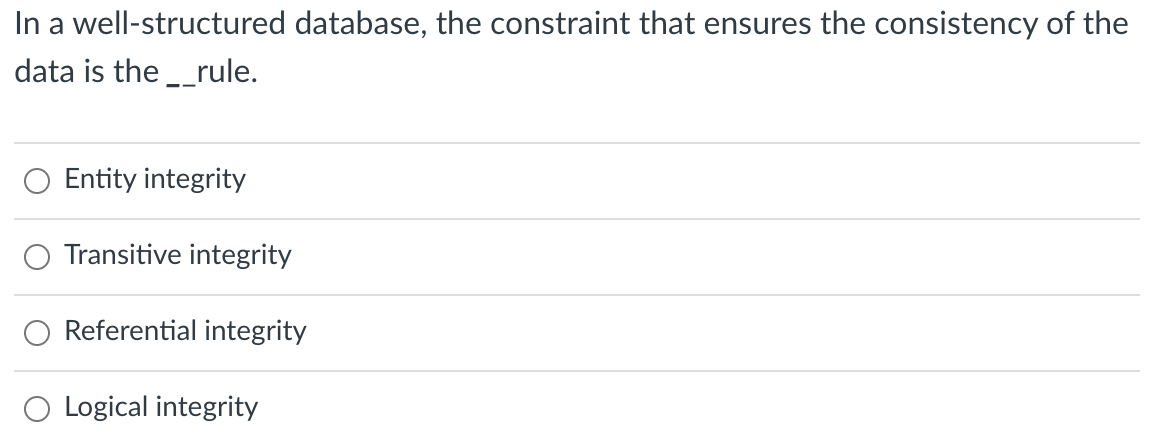 In a well-structured database, the constraint