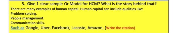 5. Give 1 clear sample Or Model for HCM? What is