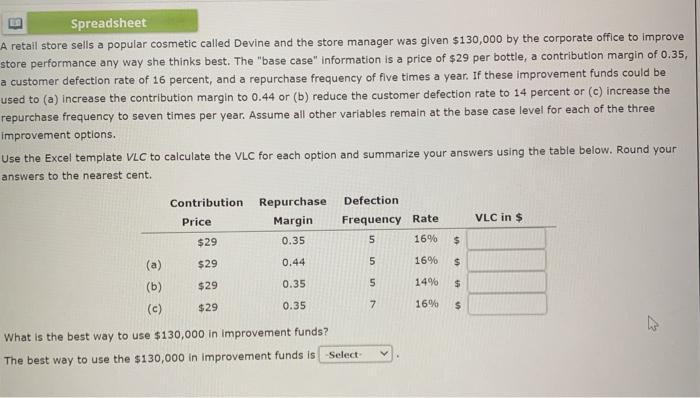 Spreadsheet A retail store sells a popular