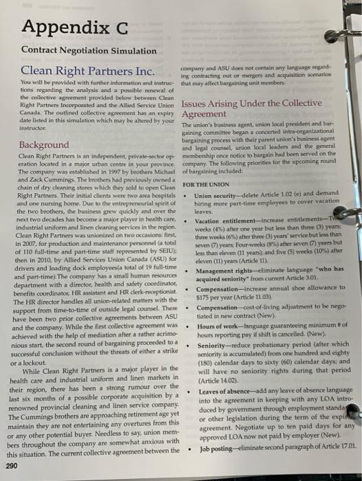 Information: Question: Appendix C Contract