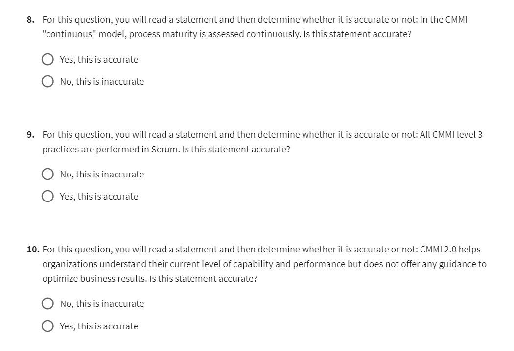 8. For this question, you will read a statement