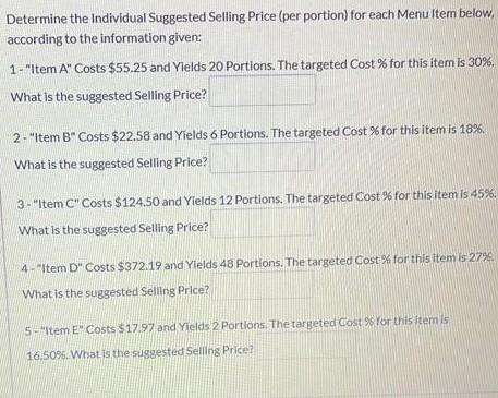 When pricing a menu, you should pounder and