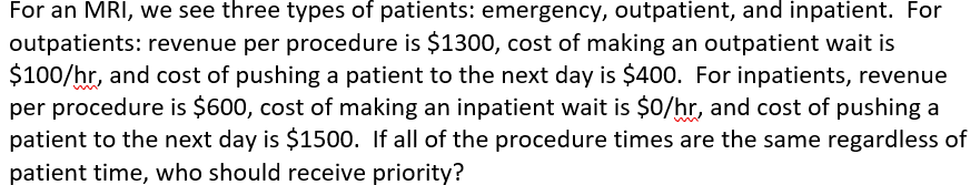 For an MRI, we see three types of patients: