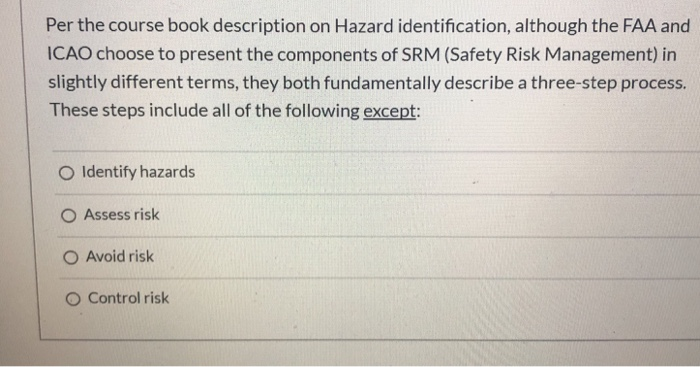 Per the course book description on Hazard