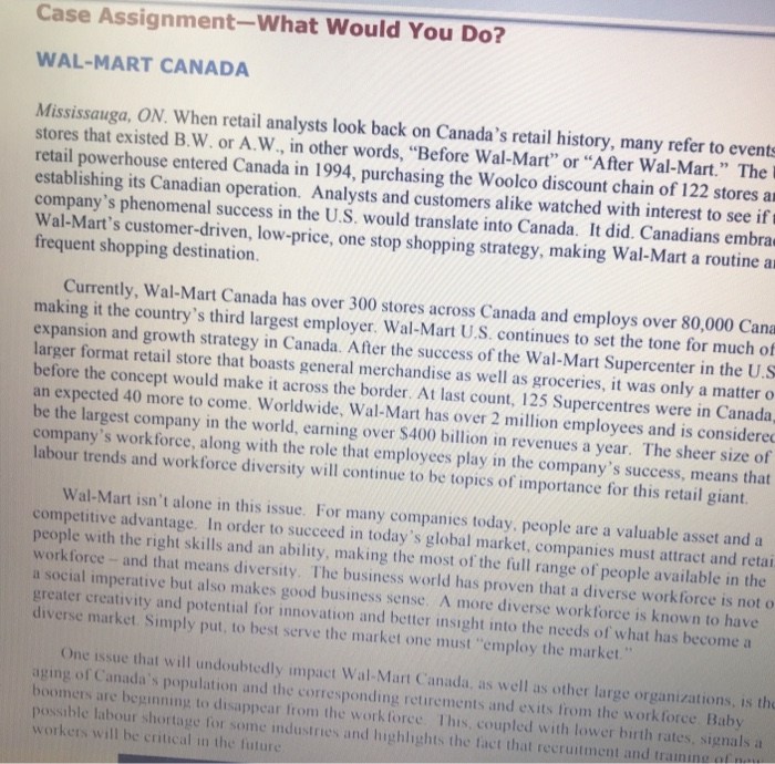 Case Assignment-What Would You Do? WAL-MART