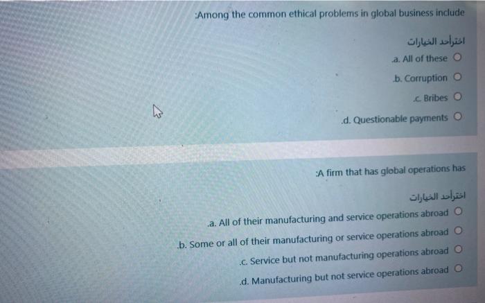 Among the common ethical problems in global