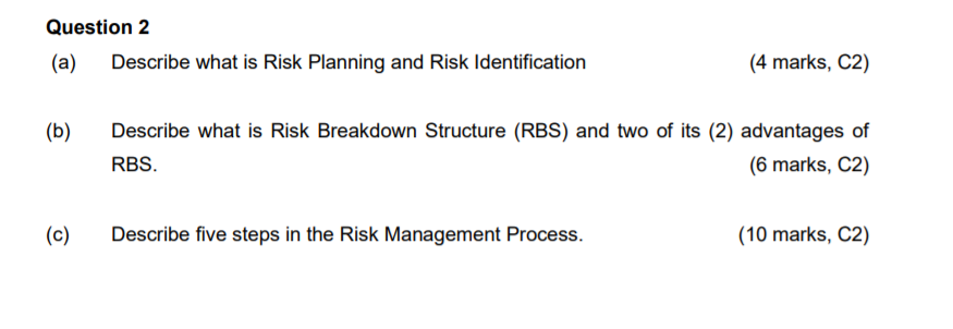 Please answer all questions :) Question 2 (a)