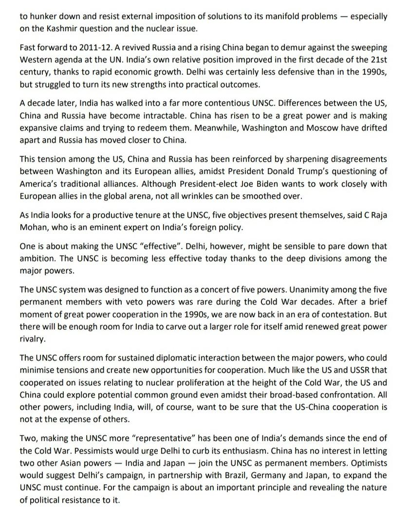 QUESTION : please answer in detail INDIA'S