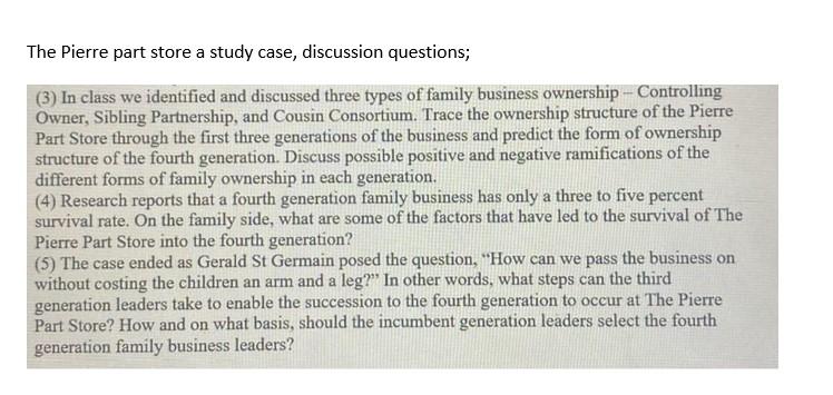 need help with t\ The Pierre part store a study