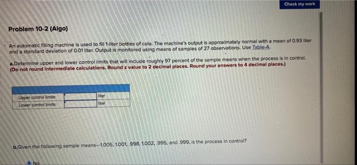 Check my work Problem 10-2 (Algo) An automatic