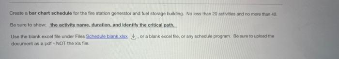 please help Create a bar chart schedule for the